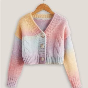 Girls Ombré Button Down Cable Knit Cardigan Sweater Size 11-12 years